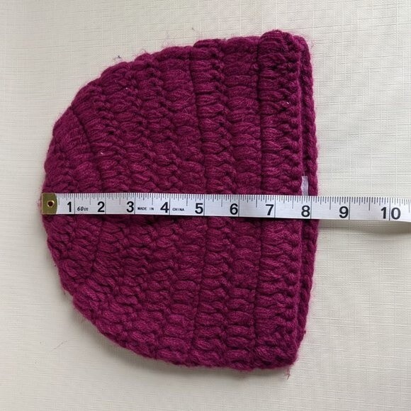 Crochet Beanie Hat Knitted Cap - Plum - One Size Fall Winter Seasonal Warm Cozy - Picture 5 of 6